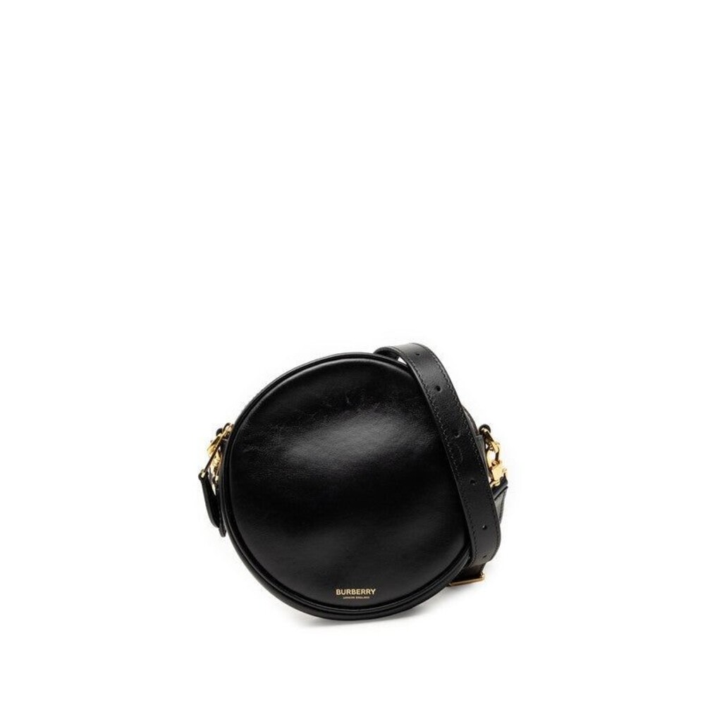 Burberry Leather Round Shoulder Bag Black